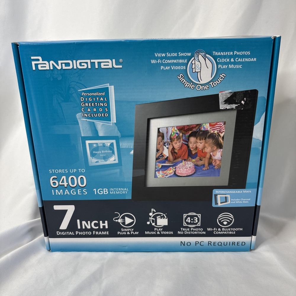 PanDigital 7" Digital Photo Frame Clock Calendar Alarm Stores‎ Up to 6400 Images
